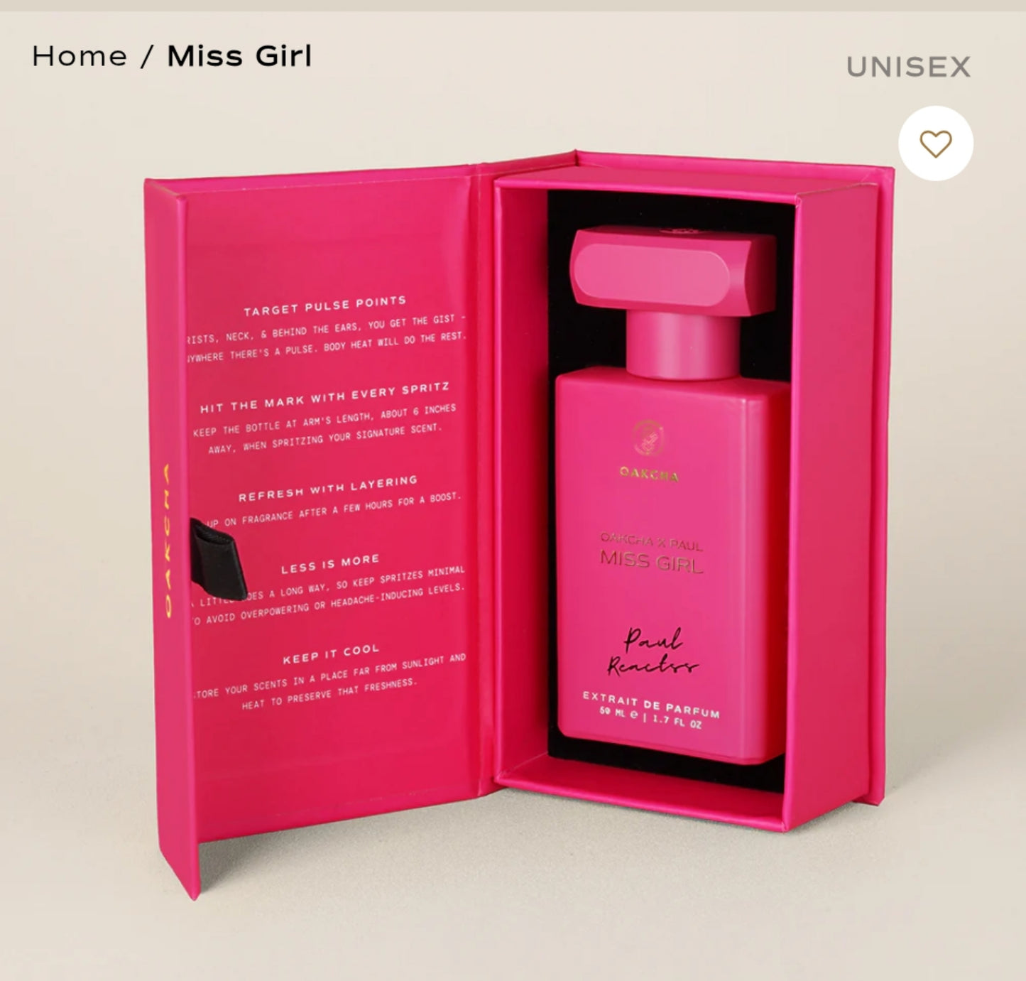 MISS GIRL  UNISEX  By Oakcha size 50ml EDT
